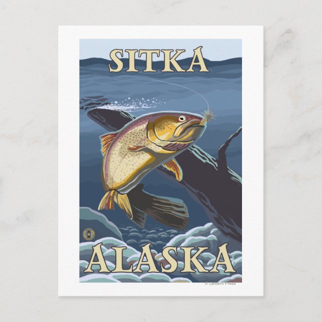 Trout Fishing Cross-Section - Sitka, Alaska Postcard (Front)