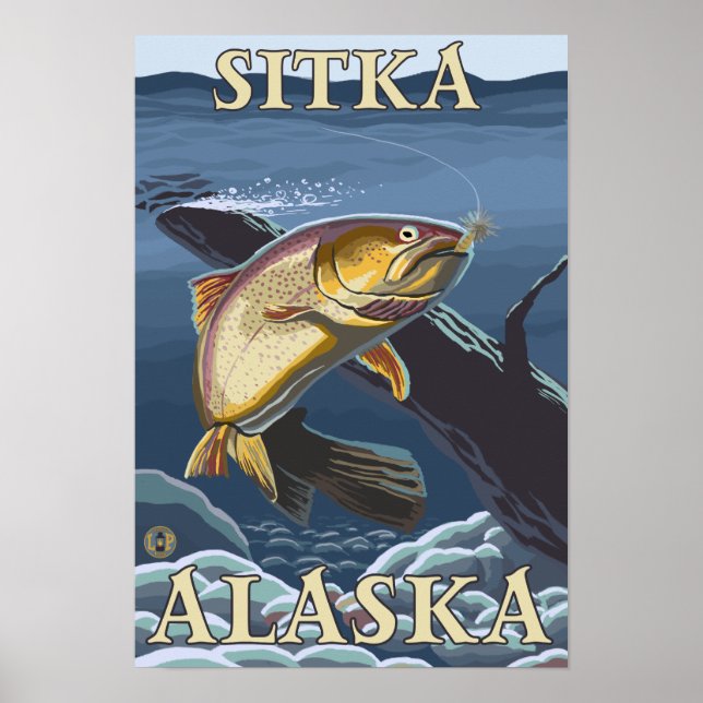 Trout Fishing Cross-Section - Sitka, Alaska Poster (Front)