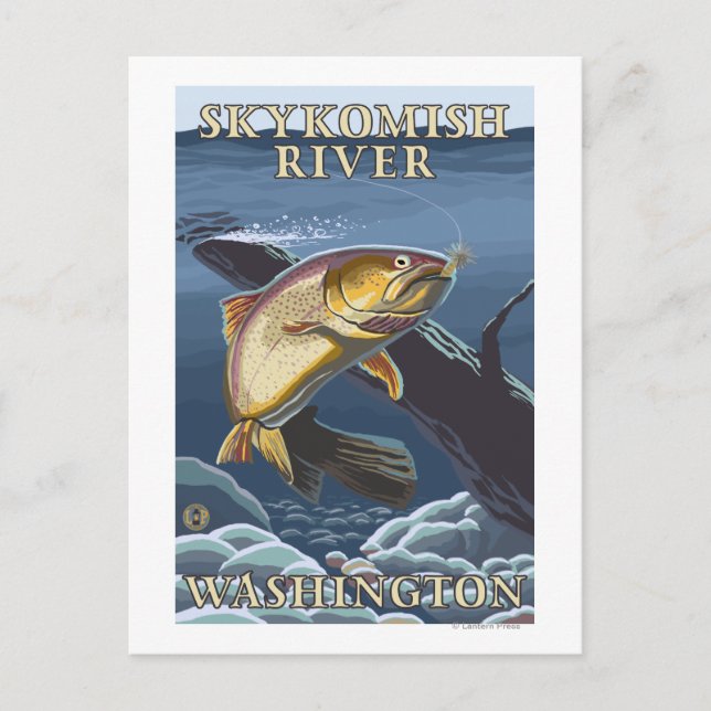 Trout Fishing Cross-Section - Skykomish River, Postcard (Front)