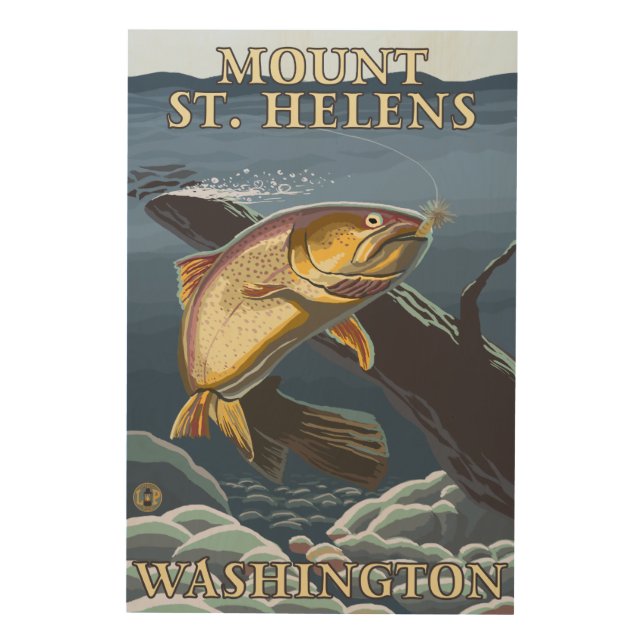 Trout Fishing Cross-Section - St. Helens, WA Wood Wall Art (Front)