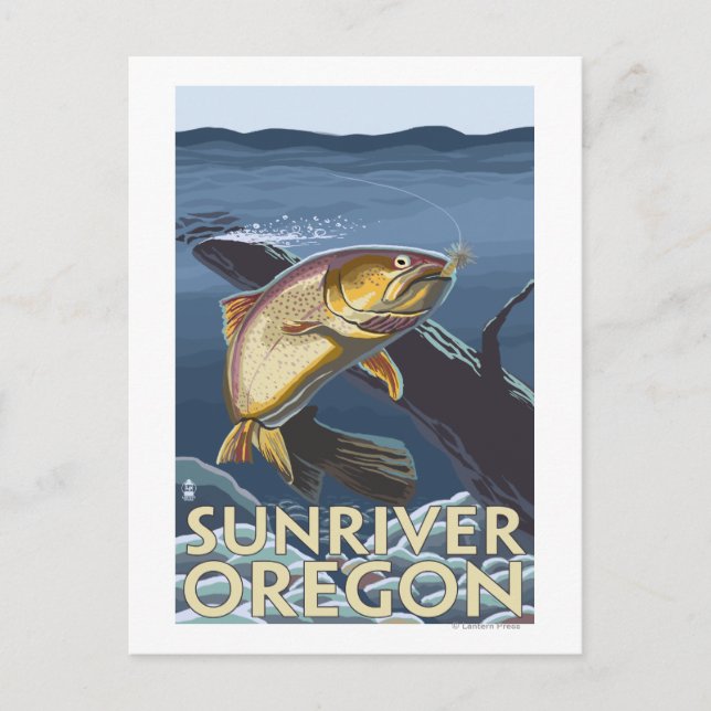 Trout Fishing Cross-Section - Sun River, Postcard (Front)