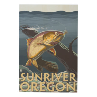 Trout Fishing Cross-Section - Sun River, Wood Wall Decor