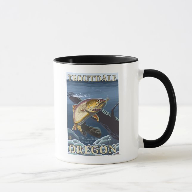 Trout Fishing Cross-Section - Troutdale, Mug (Right)