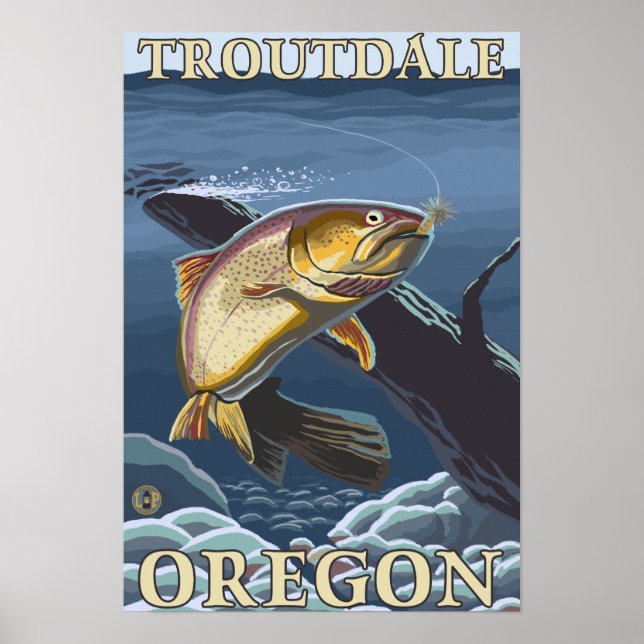 Trout Fishing Cross-Section - Troutdale, Poster (Front)