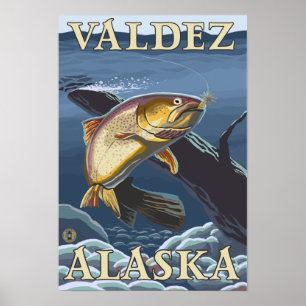 Trout Fishing Cross-Section - Valdez, Alaska Poster