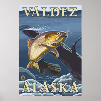 Trout Fishing Cross-Section - Valdez, Alaska Poster
