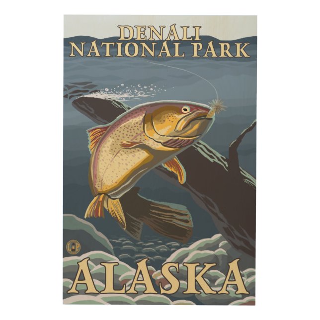 Trout Fishing Cross-Section Wood Wall Decor (Front)