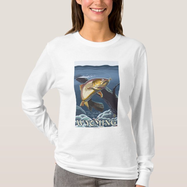 Trout Fishing Cross-Section - Wyoming T-Shirt (Front)