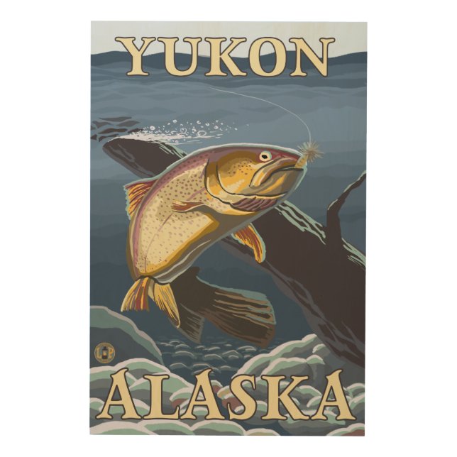 Trout Fishing Cross-Section - Yukon, Alaska Wood Wall Art (Front)