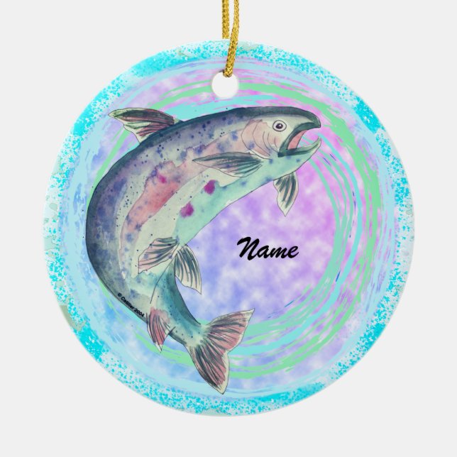 Trout Fishing custom ornament  (Front)