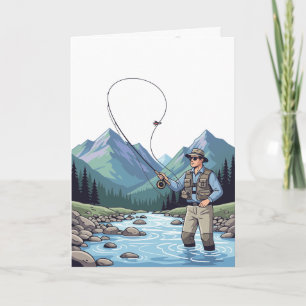 Trout fishing fathers day greeting card