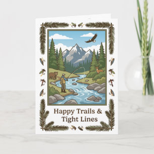 Trout fishing fathers day greeting card