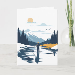 Trout fishing fathers day greeting card