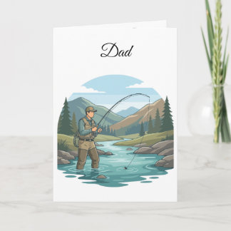 Trout fishing fathers day greeting card