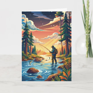 Trout fishing fathers day greeting card
