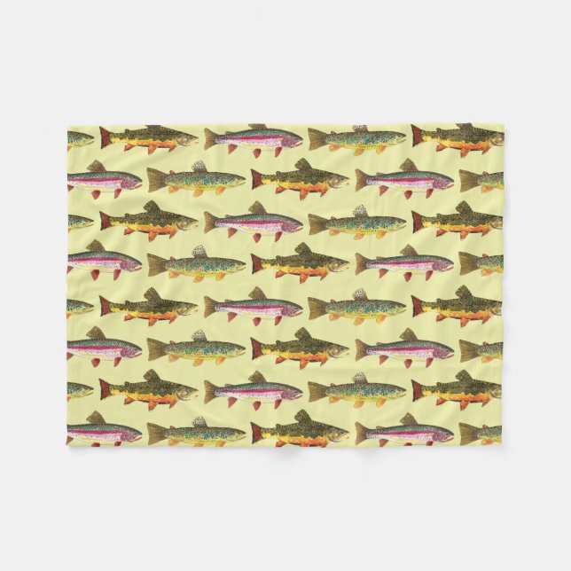 Trout Fishing Fleece Blanket (Front (Horizontal))