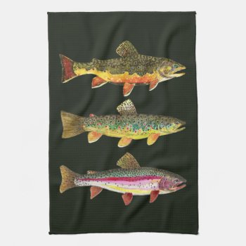 Trout Fishing Kitchen Towel by TroutWhiskers at Zazzle