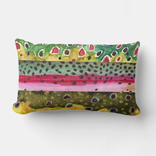 Trout Fishing Lumbar Pillow