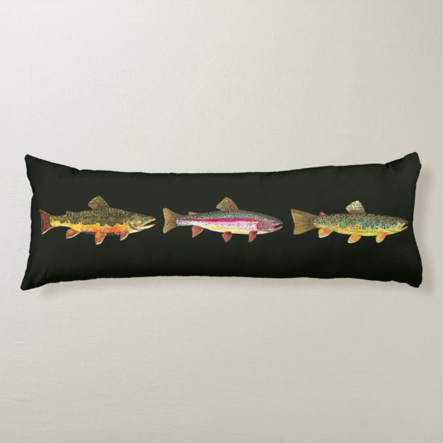 Trout Fishing Men, Women Body Pillow (Front)