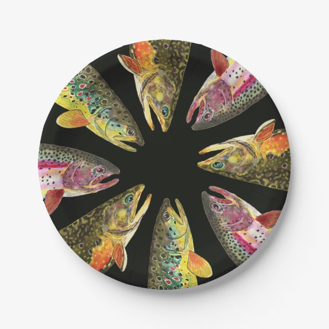 Trout Fishing Paper Plates (Front)