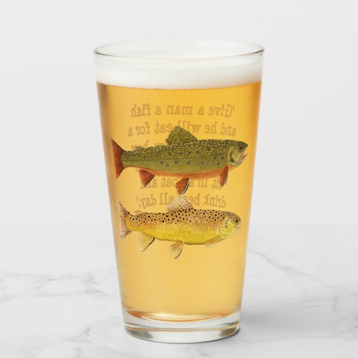 Trout Fishing Pint Glass Zazzle