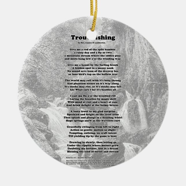 Trout Fishing Poem Ceramic Ornament (Front)