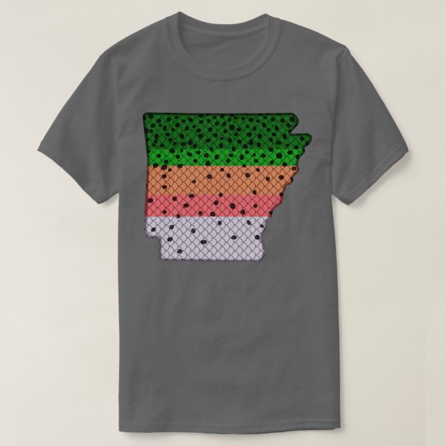 Trout Fishing Rainbow Trout Pattern Arkansas State T-Shirt (Design Front)