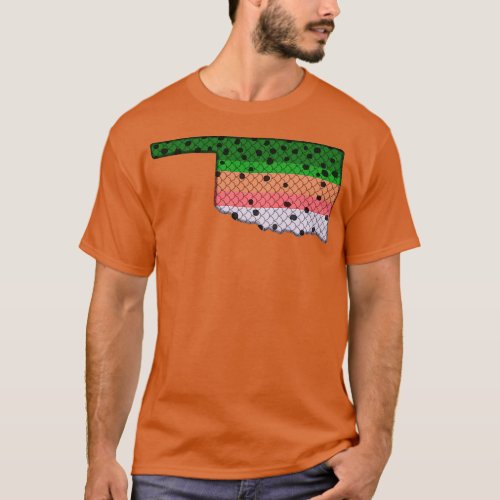 Trout Fishing Rainbow Trout Pattern Oklahoma State T_Shirt