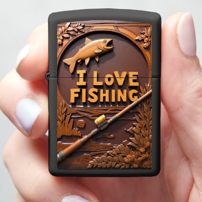 Trout Fishing Rod Frame Zippo Lighter (In Hand)