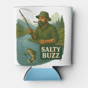 Trout Fishing Salty Buzz Can Cooler