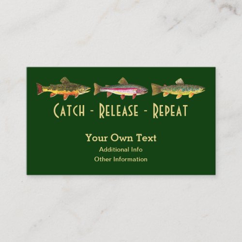 Trout Fishing Saying _ Catch Release Repeat Business Card