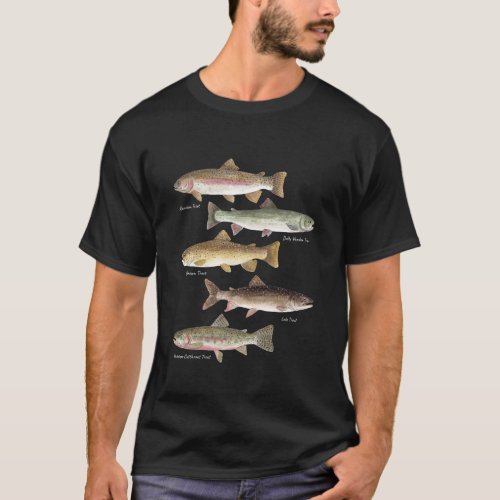 Trout Fishing Species Hand Painted Watercolor Illu T-Shirt