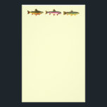 Trout Fishing Stationery<br><div class="desc">Three beautiful trout ... the Brook Trout, salvelinus fontinalis; the Rainbow Trout, oncorhynchus mykiss; and, the Brown Trout, salmo trutta. All 3 fish are from original watercolor paintings by Mr. Trout Whiskers. This stationery is perfect for fly fishing and ichthyology fans or for a fishing business, shop or store, fishing...</div>
