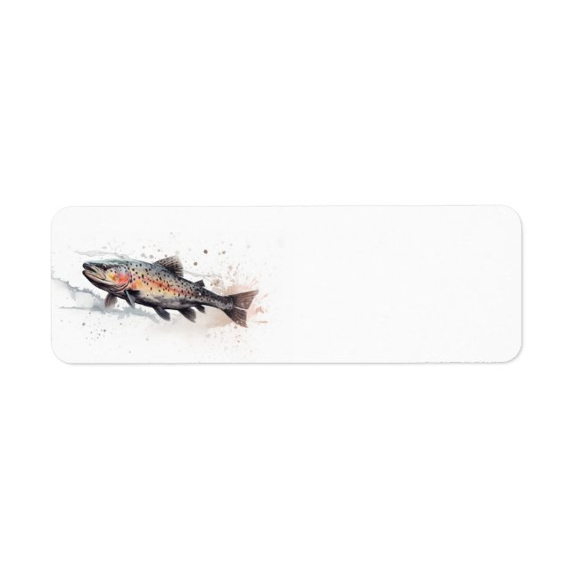 Trout fishing watercolour illustration label (Front)