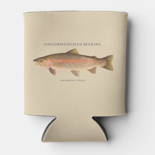 Trout fishing with vintage Rainbow Trout image Can Cooler