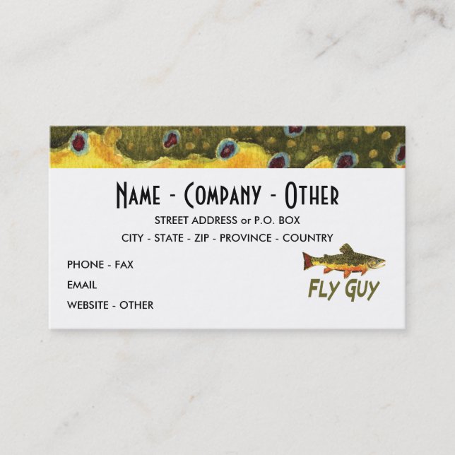 Trout Fly Fisherman Business Card (Front)