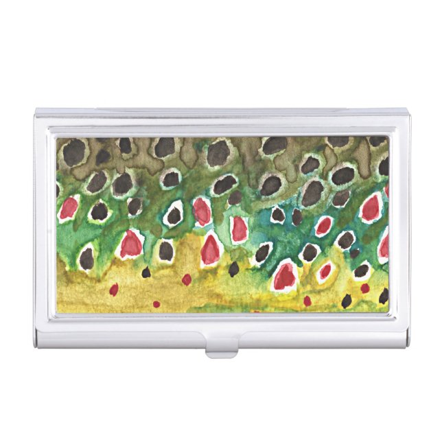 Trout Fly Fisherman Business Card Holder (Front)