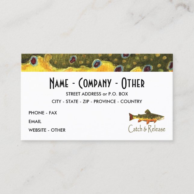 Trout Fly Fishermen Business Card (Front)