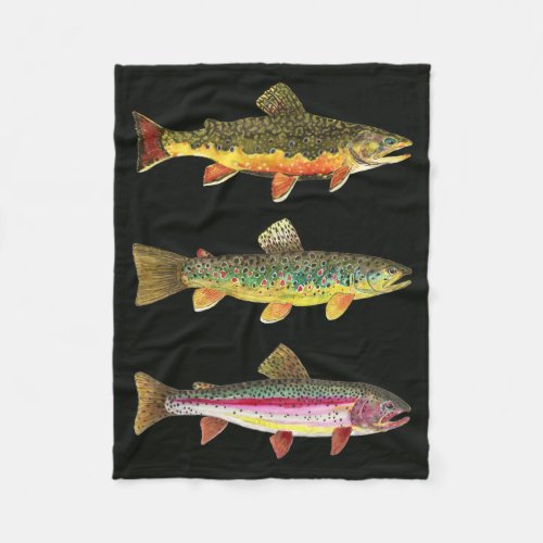 Trout Fly Fishing _ Brook Brown Rainbow Fleece Blanket