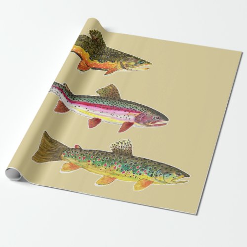 Trout Fly Fishing _ Brook Brown Rainbow Wrapping Paper