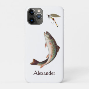 Trout Fly Fishing Flies Rustic Watercolor design iPhone 11 Pro Case