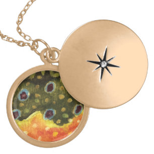 Trout Fly Fishing Gold Plated Necklace
