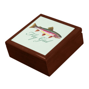 Trout Fly Fishing Jewelry Box