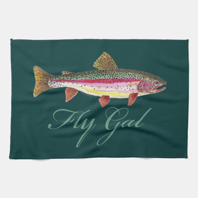Trout Fly Fishing Kitchen Towel (Horizontal)