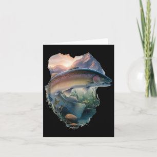 Trout Fly Fishing Mountains Nature Fisherman Card