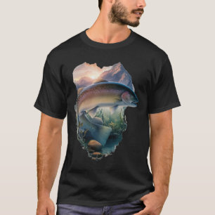 Trout Fly Fishing Mountains Nature Fisherman T-Shirt