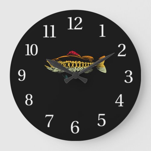 Trout Fly Fishing Nature Outdoor Fisherman Gift Large Clock