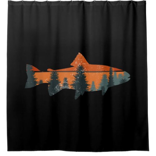 Trout Fly Fishing Nature Outdoor Fisherman Shower Curtain