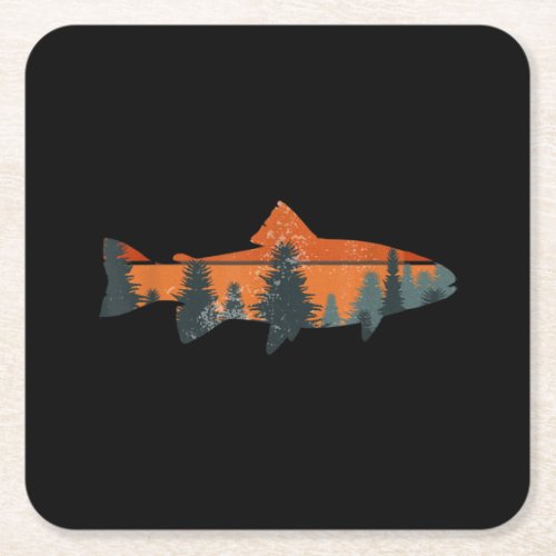 Trout Fly Fishing Nature Outdoor Fisherman Square Paper Coaster