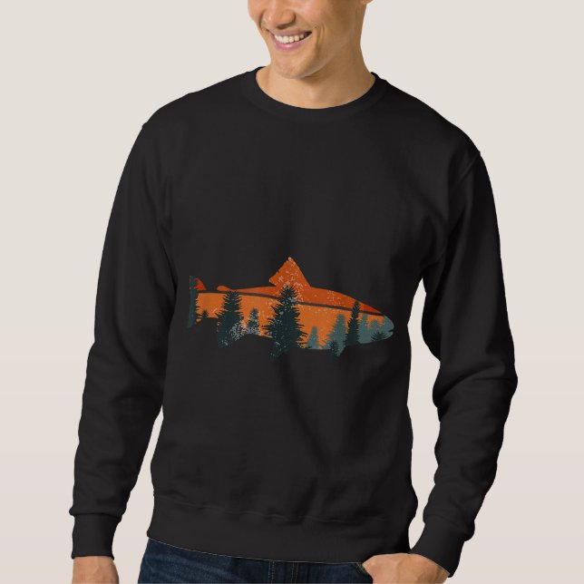 Trout Fly Fishing Nature Outdoor Fisherman Sweatshirt (Front)